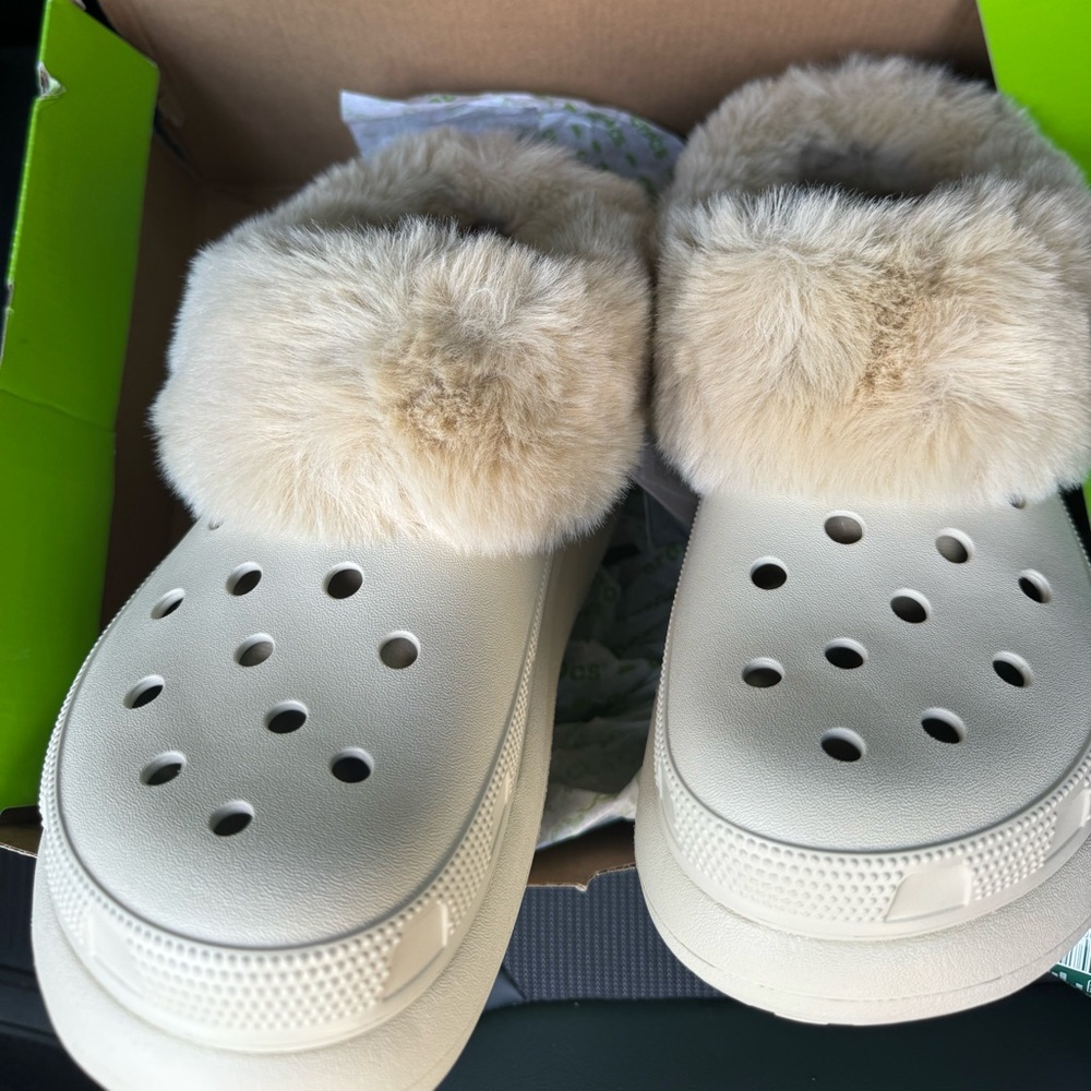 Furever crush crocs tan brand new
